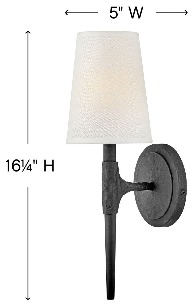 Hinkley Beaumont Medium Single Light Sconce, Black