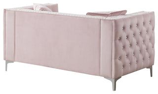 Paige Velvet Tufted Loveseat, Pink