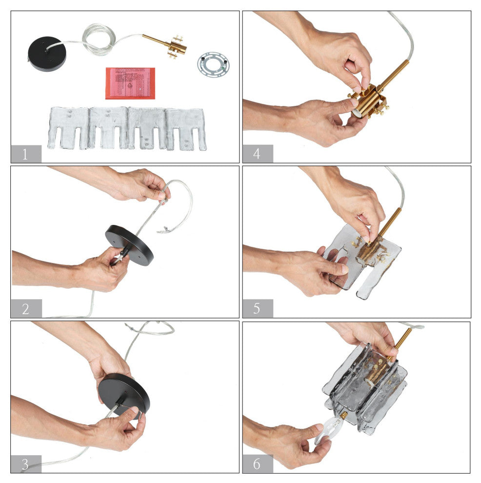 LNC Tucana Polished Gold Matte Black Modern Pendant Light, Textured Glass, 1-Light