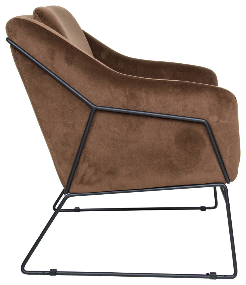 Harmony Mid-Century Modern Velvet Accent Armchair, Coffee Brown