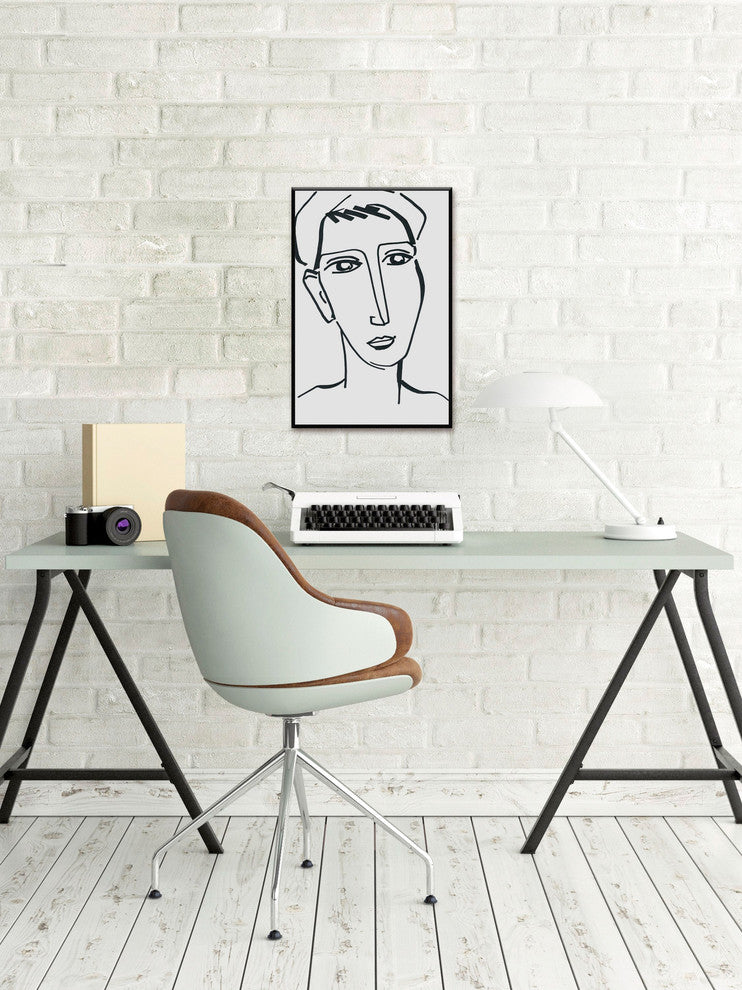 "Deep Thinking" Floater Framed Painting Print on Canvas, 16"x24"