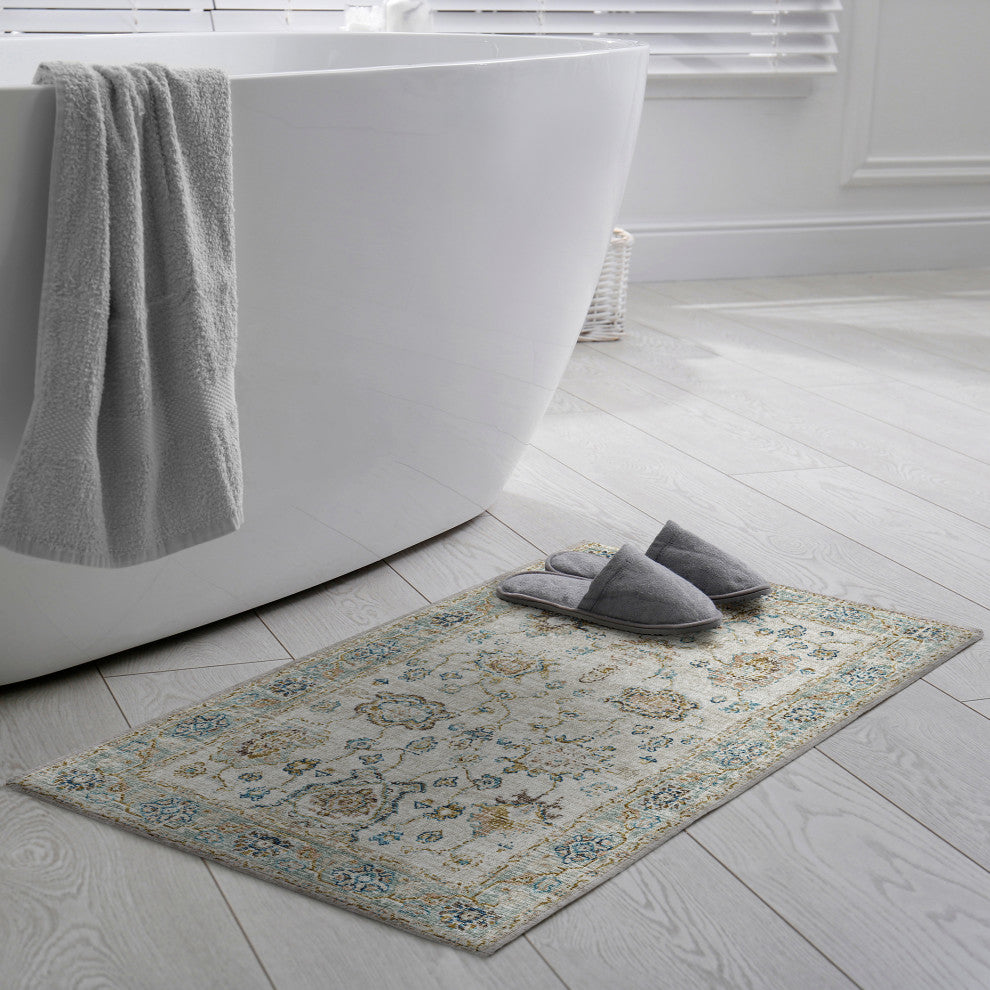 Indoor/Outdoor Marbella MB6 Ivory Machine Washable 1'8" x 2'6" Rug