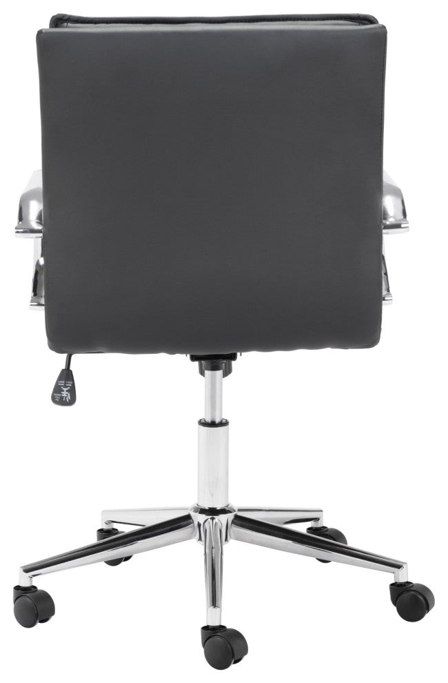Computer Chair, Faux Vinyl Leather, Steel, Black, Chrome, Home Business Office
