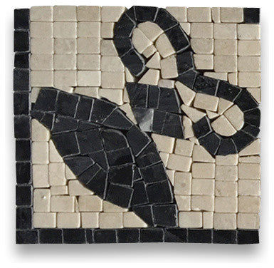 Marble Mosaic Border Decorative Tile Royal Nero 4x4 Polished Tumbled, 1 piece