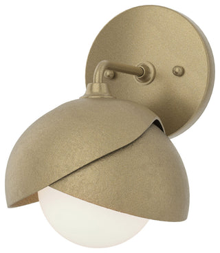 Brooklyn 1-Light Double Shade Bath Sconce, Soft Gold, Soft Gold, Opal Glass