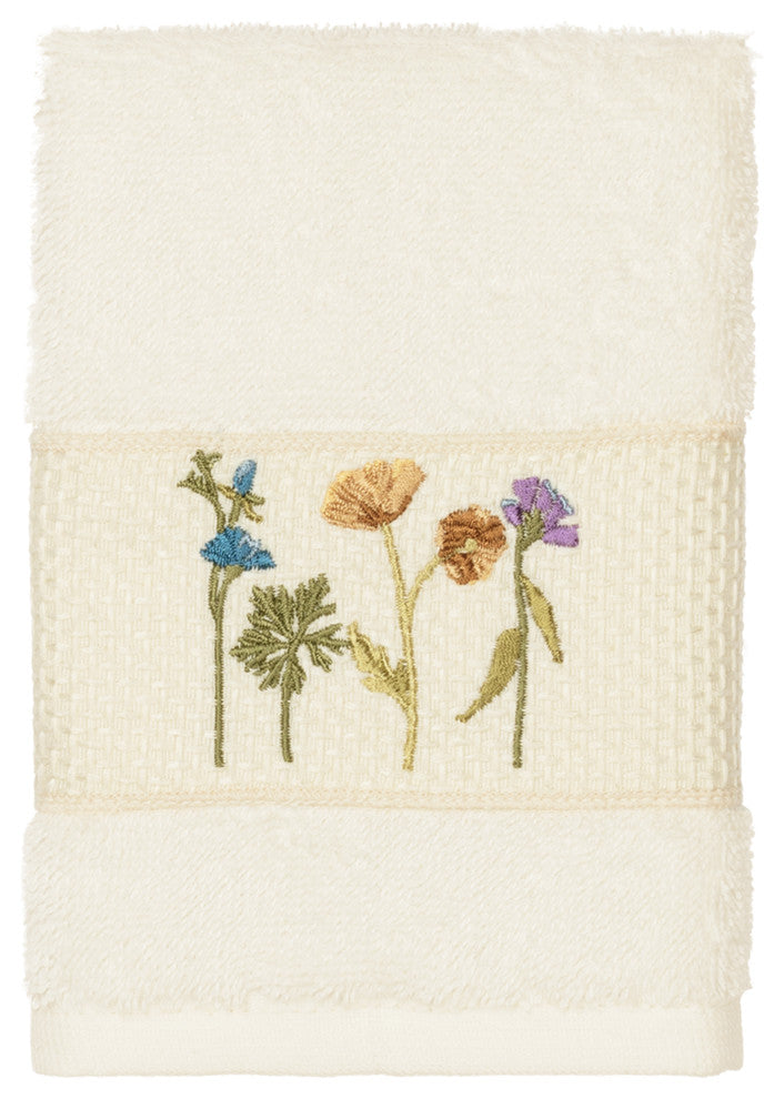Serenity Embellished Washcloth, Cream