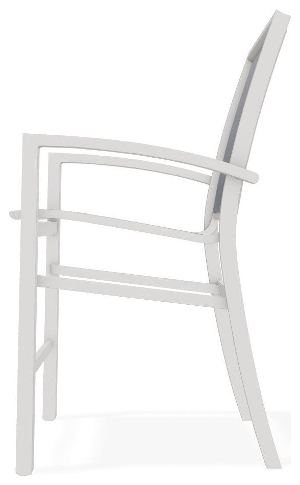 Kendall Sling Balcony Height Stackable Outdoor Stool, Augustine Denim/Snow