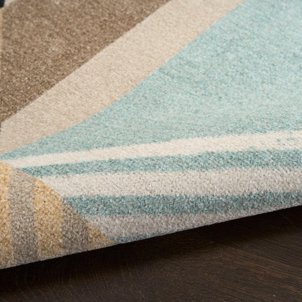 Nourison Washable Decor 9' x 12' Blue Multicolor Modern Indoor Rug