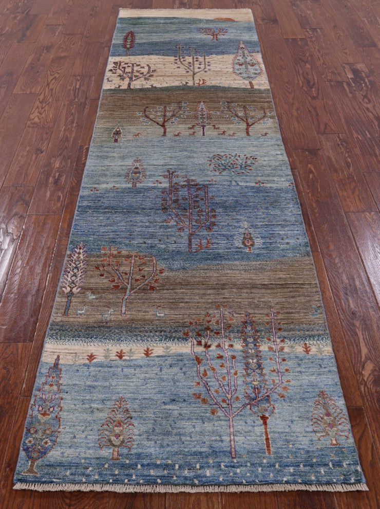 Runner Persian Gabbeh Tribal Handmade Wool Rug 2' 8" X 9' 8" Q8110