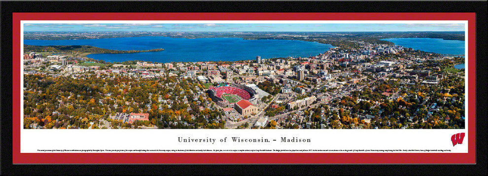 Wisconsin, U Of, Aerial, Football, Black Matted