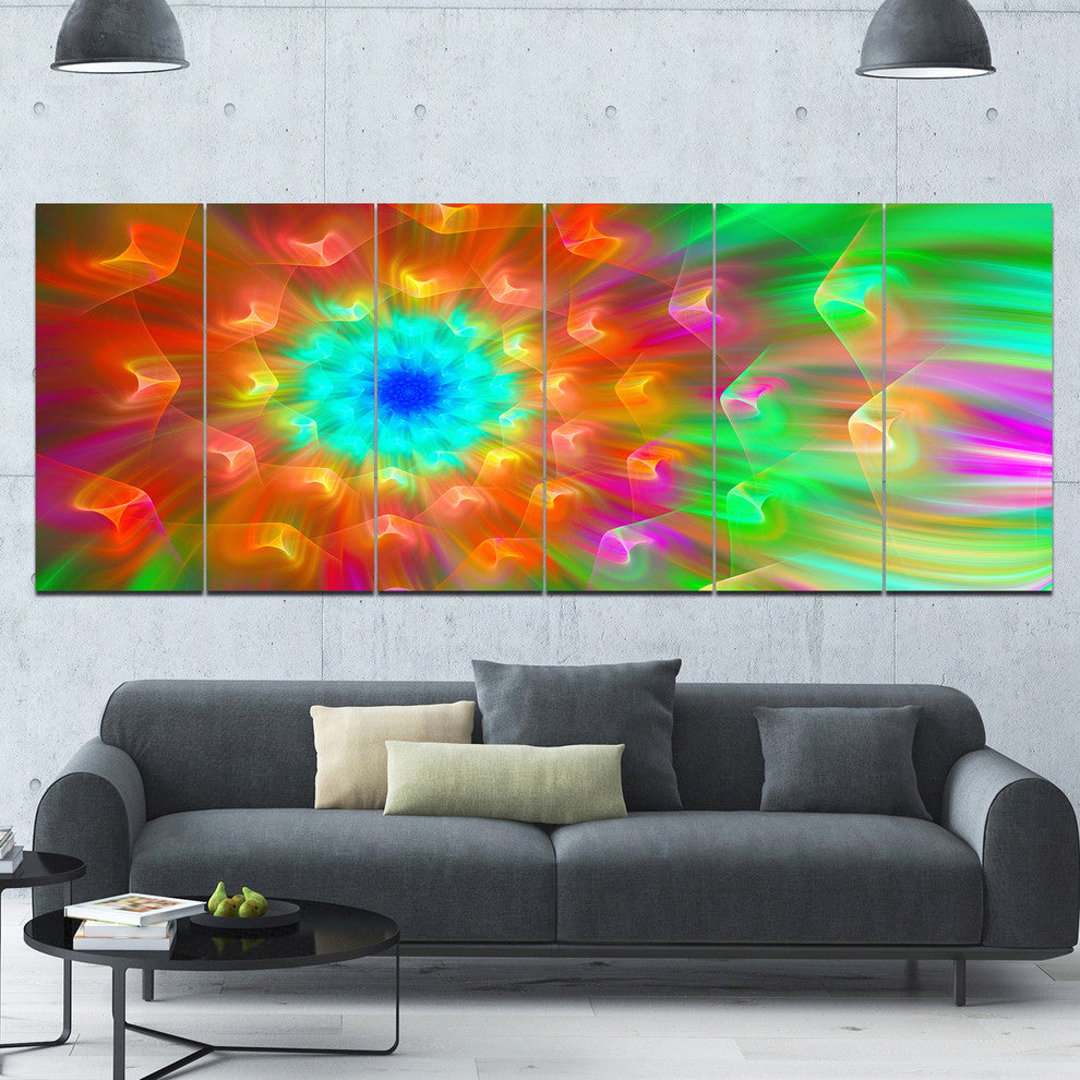 Amazing Multi Color Petals Dandelion, Floral Canvas Art Print, 70"x28", 6 Panels
