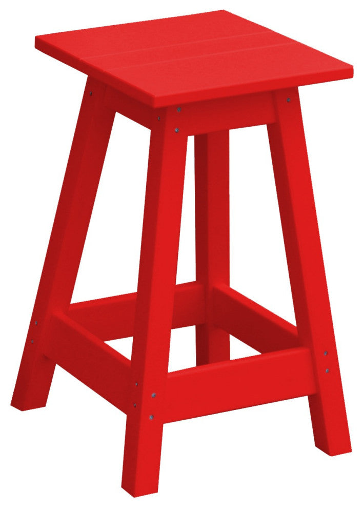 Poly Lumber Bar Stool, Bright Red, Dining Height, Square
