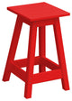 Poly Lumber Bar Stool, Bright Red, Dining Height, Square