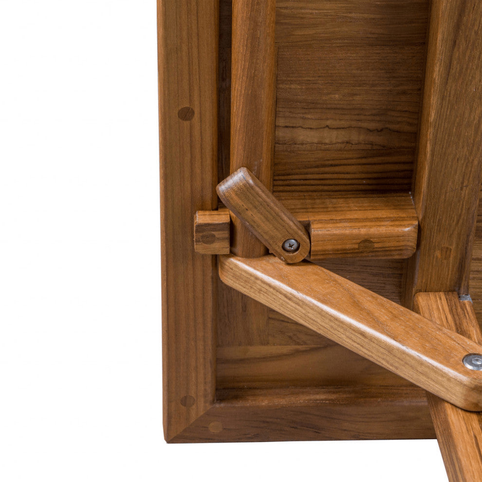 45" Brown Solid Wood Folding Outdoor Side Table