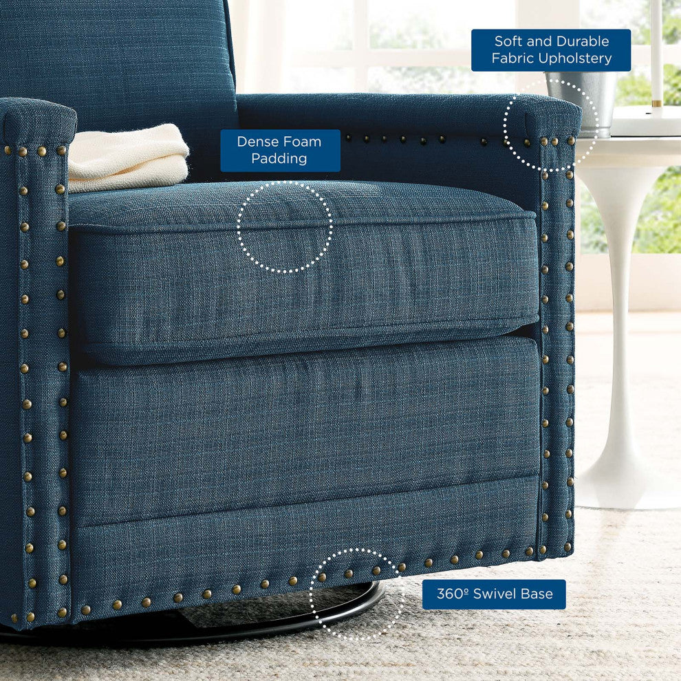 Armchair Accent Swivel Chair, Fabric, Navy Blue, Modern, Lounge Hospitality