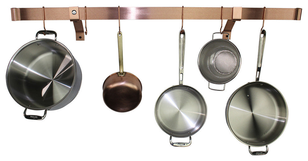 Handcrafted 48" RolledEndBar ONLY, Brush Copper(Requires WallBrackets or Hooks)