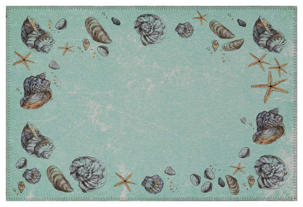 Indoor/Outdoor Seabreeze SZ9 Lagoon Machine Washable 1'8" x 2'6" Rug