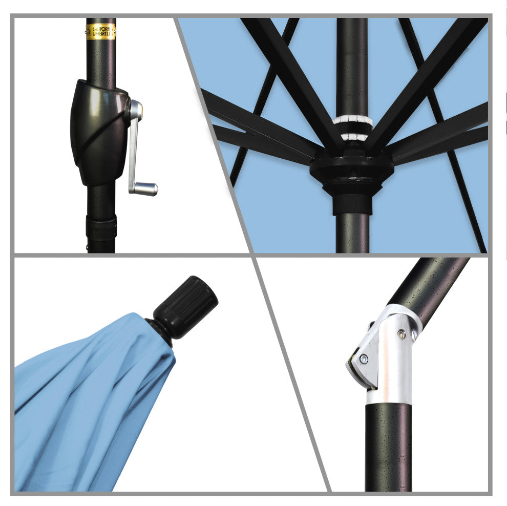 9' Aluminum Umbrella Push Tilt, Air Blue