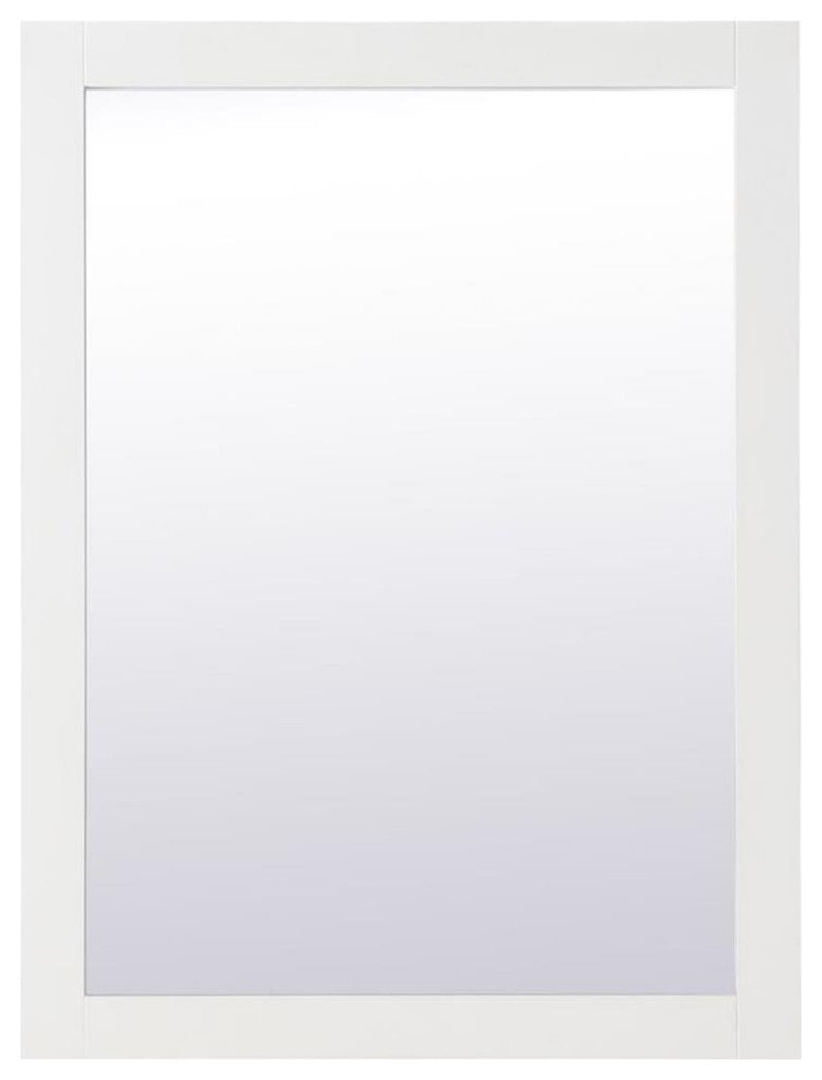 Elegant Decor Aqua 32" x 24" Wood Frame Bathroom Mirror in White