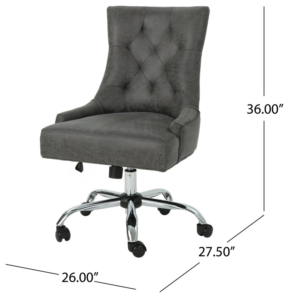 GDF Studio Bagnold Home Office Fabric Desk Chair, Slate/Chrome