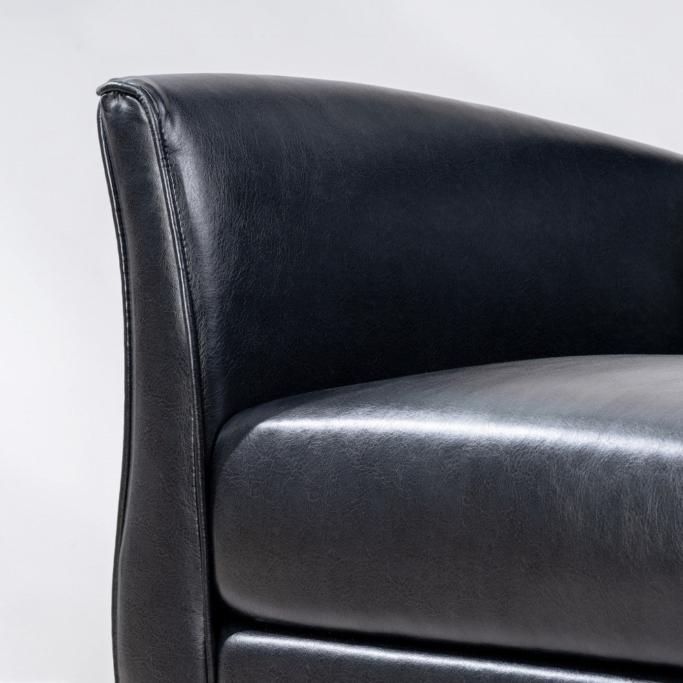 Faux Leather/Fabric Armchair with Wood Legs, Black, 26'' X 30''
