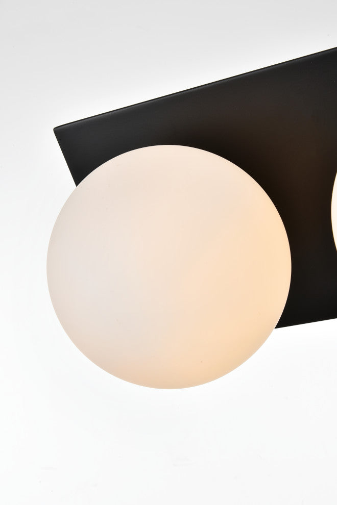 2 Light Black And Frosted White Bath Sconce