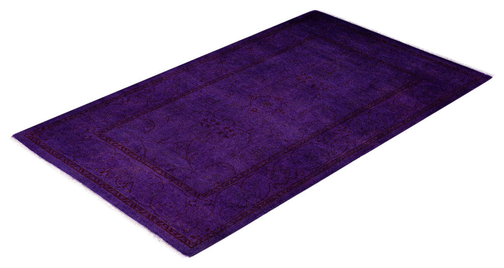 Overdyed One-of-a-Kind Hand-Knotted Area Rug Purple, 2' 8" x 4' 4"