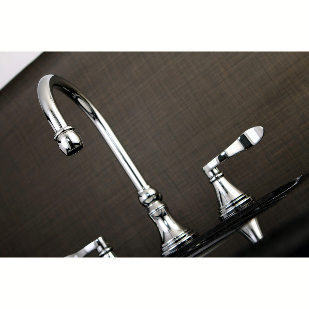 Kingston Brass Widespread Bathroom Faucet With Brass Pop-Up, Polished Chrome