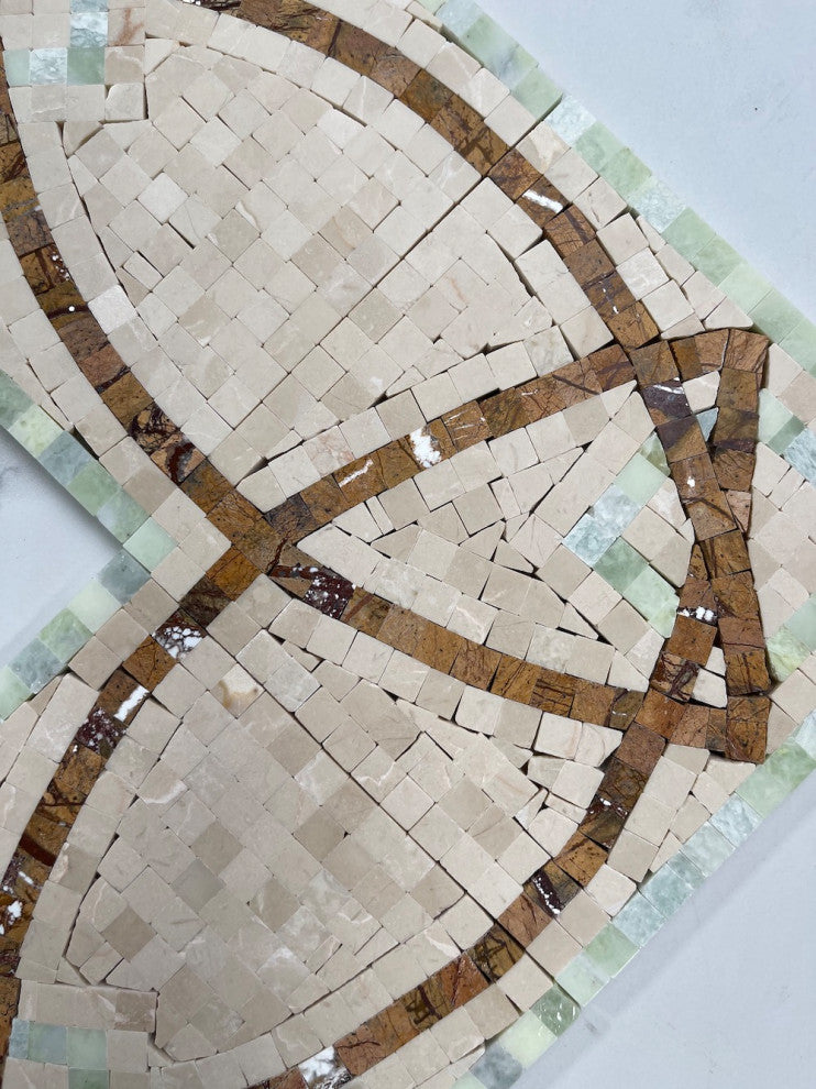 Lovelink Mint 6.3x13.4 Marble Mosaic Border Listello Tile Polished, 1 piece