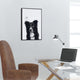 "Border Collie" Black and White Pet Art on Printed Glass with Anodized Frame