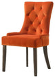 Side Chair, Orange Velvet & Espresso Finish