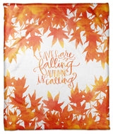 Leaves Falling, Autumn Calling Fleece Throw Blanket, 50"x60"