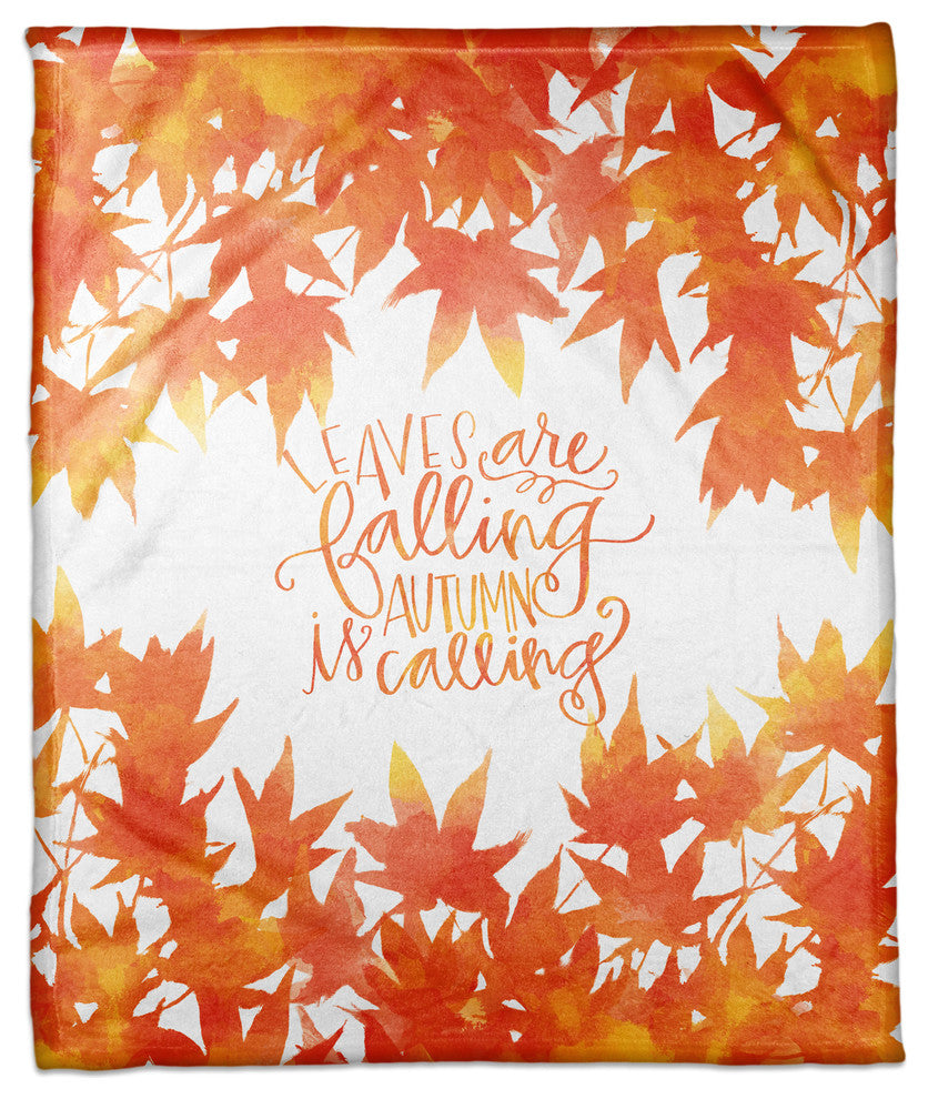 Leaves Falling, Autumn Calling Fleece Throw Blanket, 50"x60"