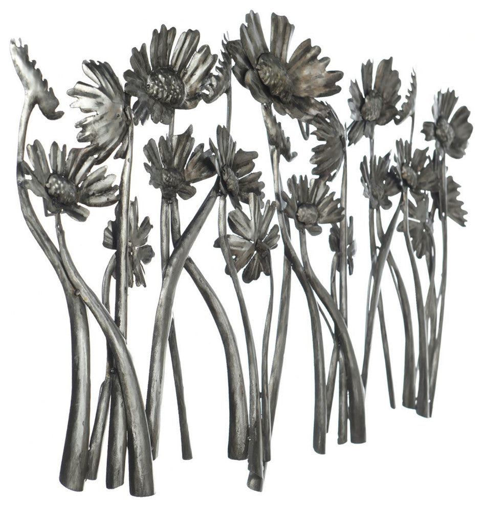Weathered Aluminum-Metal Wall Art-Flowers-39" x 21"
