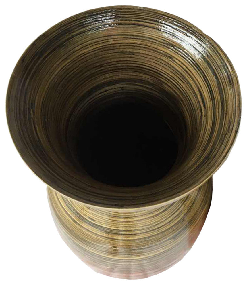 HomeRoots 25" High Black And Gold Spun Bamboo Floor Vase