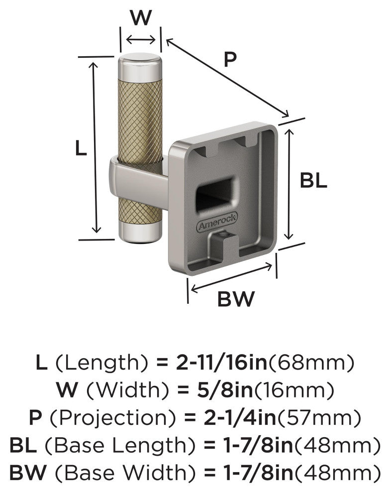 Esquire Contemporary Single Robe Hook, Polished Nickel/Golden Champagne