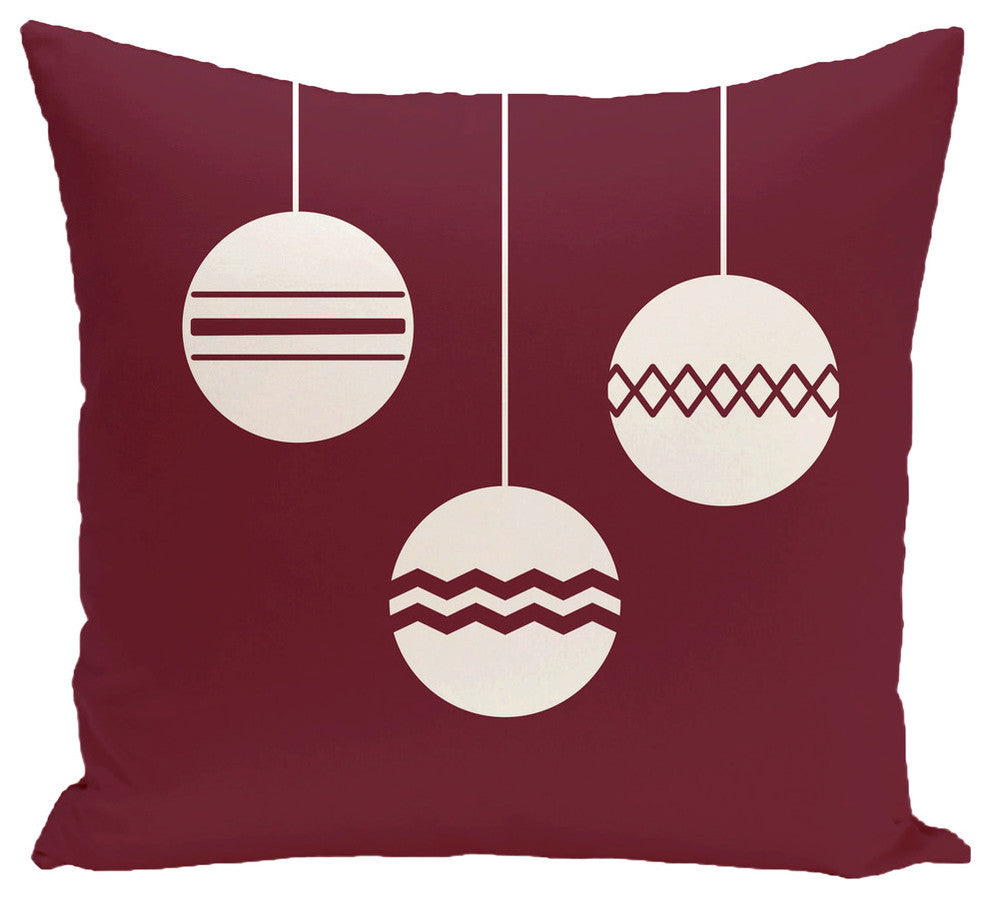 Geo-Bulbs, Decorative Holiday Print Pillow, Cranberry, 26"x26"