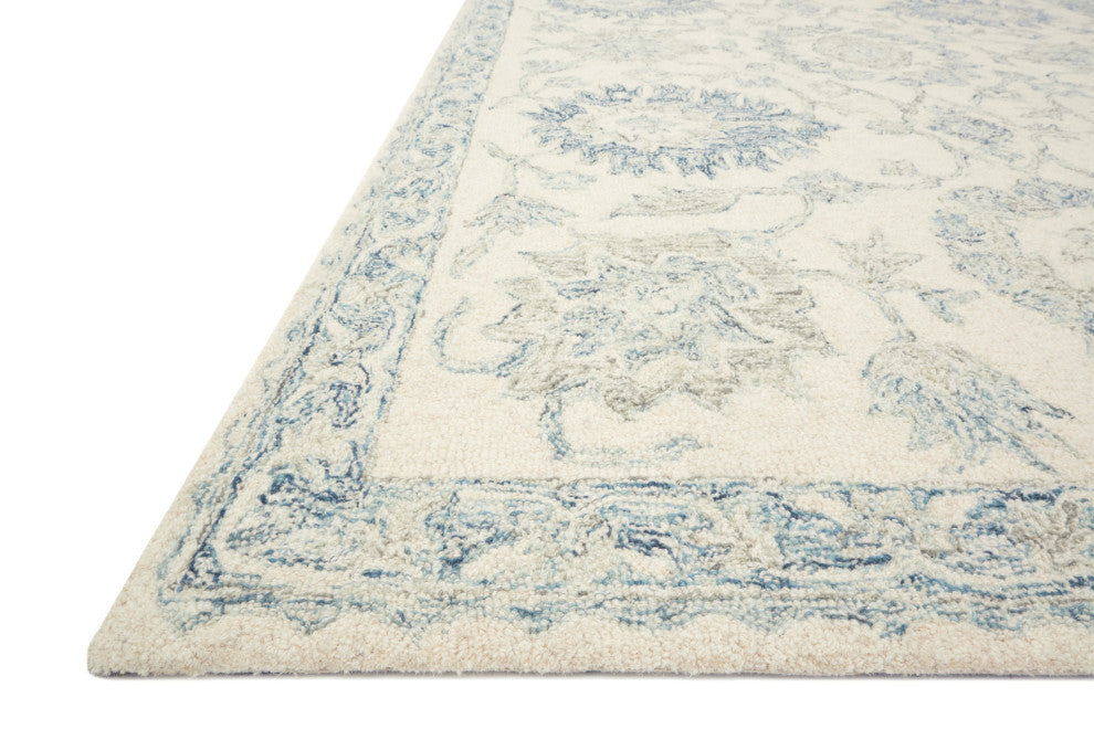 Loloi Norabel Ivory/Blue 1'-6" x 1'-6" Sample Swatch