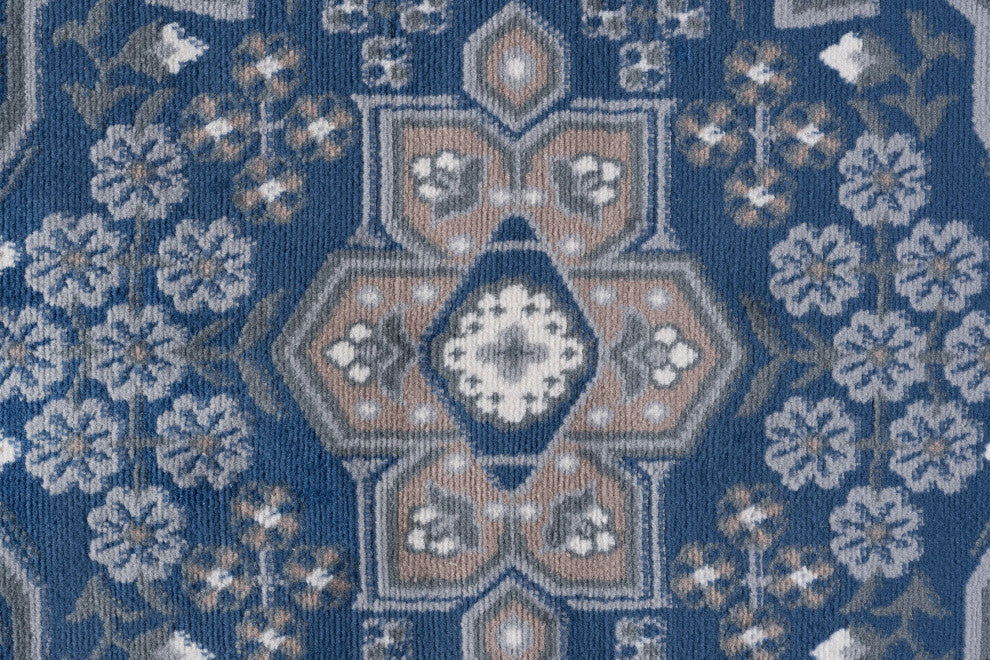 Logan Traditional Oriental Area Rug, Navy, 8'x10'
