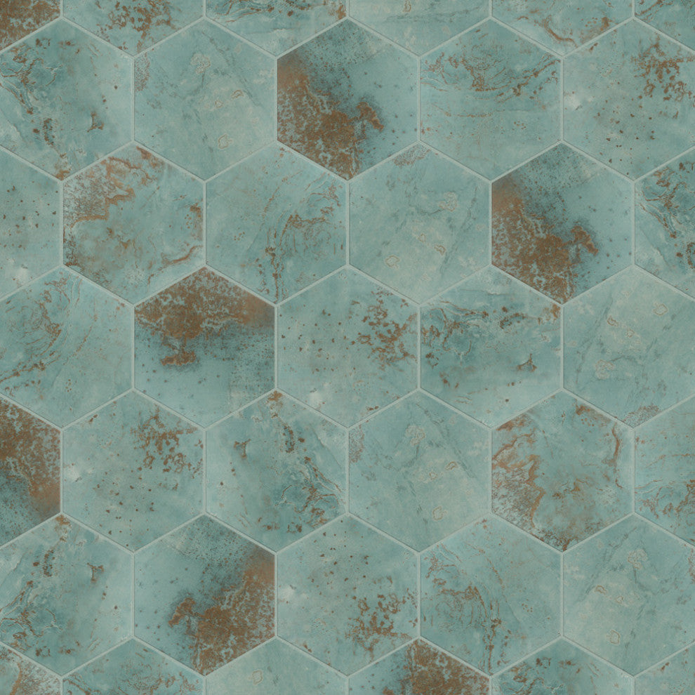 Zinc Hex Green Porcelain Floor and Wall Tile