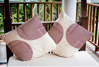 Circles and Squares Polyester Indoor/Outdoor Pillow, Maroon Red, 20"x20"