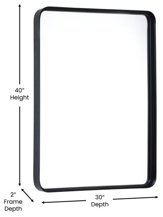 Ava Metal Deep Framed Wall Mirror, Black, 40"