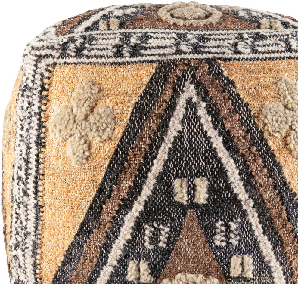 Surya Luanda Pouf 18"H X 18"W X 18"D Black