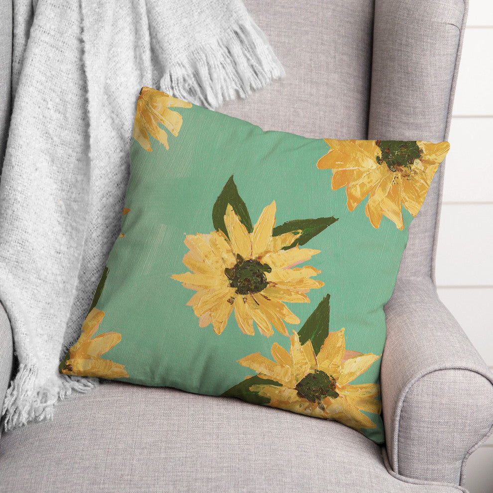 Painted Sunflower 5 16x16 Indoor / Outdoor Pillow