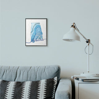 Stupell Industries Alabama Agate Blue US State Design, 11 x 14