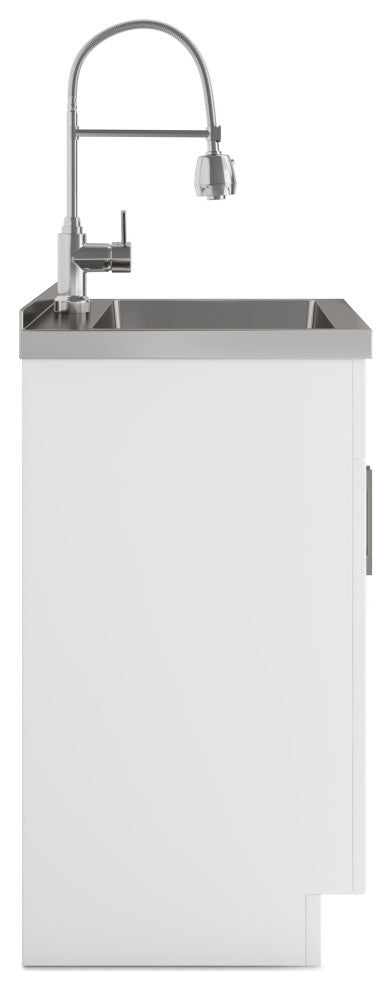 Hennessy Contemporary 24" Deluxe Laundry Cabinet, Faucet, White, 28"
