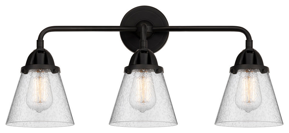 Small Cone Bath Vanity Light, Matte Black/Seedy