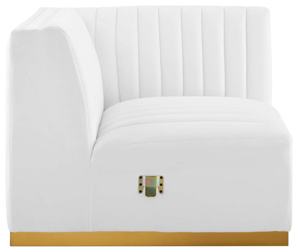 Conjure Channel Tufted Performance Velvet 4-Piece Sectional, Gold White