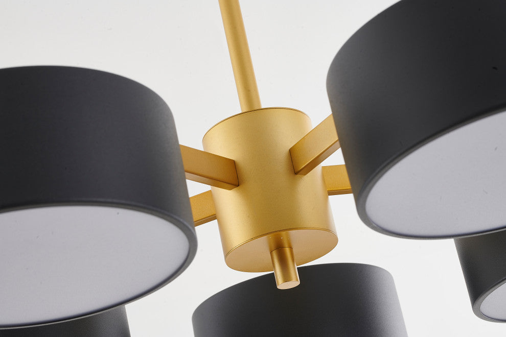 Gold Frame Flushmount Light Fixture, Black Shades, White Shade Cover