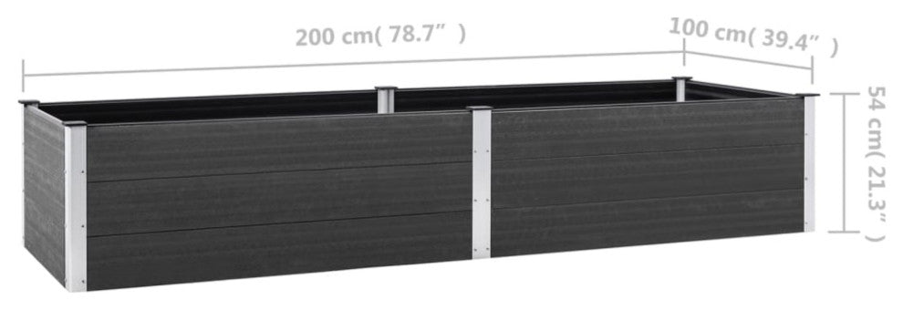 Vidaxl Garden Raised Bed 78.7"x39.4"x21.3" Wpc Gray